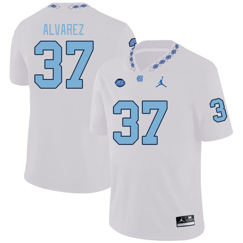 Men #37 Phillips Alvarez North Carolina Tar Heels College Football Jerseys Stitched-White
